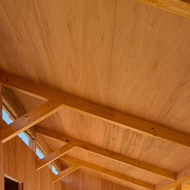 Interior de RA.12 con techo de madera